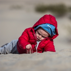 Michel entdeckt die Materie Sand in den Mesquite Dunes